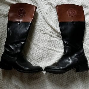 Etienne Aigner Black and Brown Riding Boots